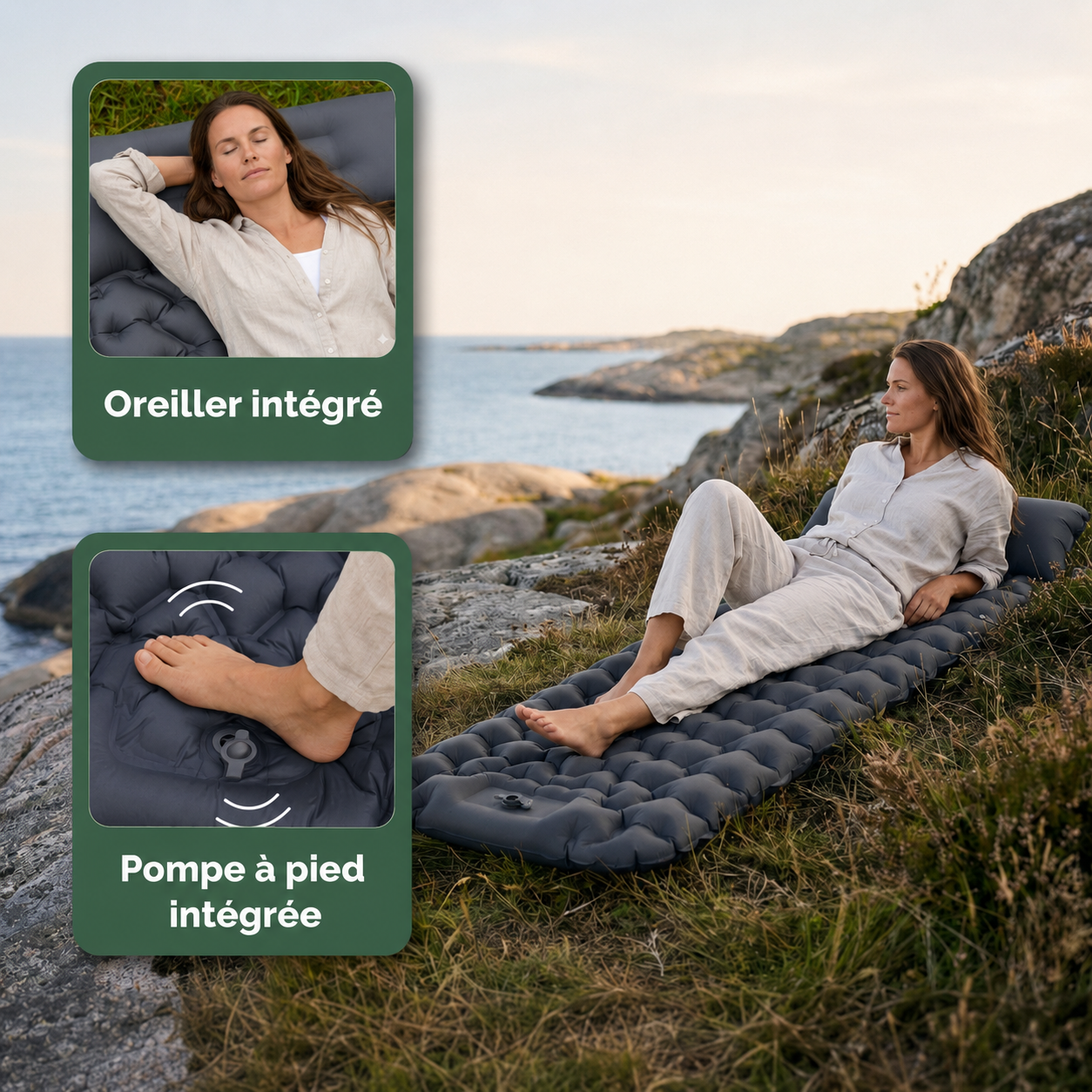 Matelas gonflable avec pompe intégrée – Prêt en 30 secondes