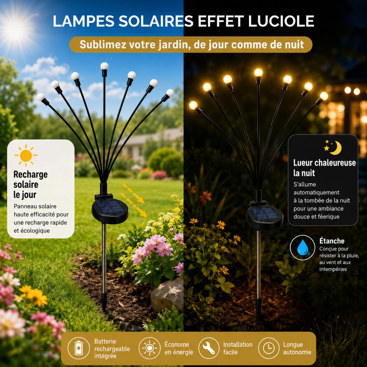 Lampes solaires effet luciole